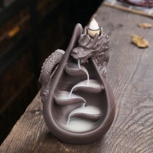 1pc Relief Dragon Incense Burner – Waterfall Backflow Aromatherapy Holder & Zen Home Decor