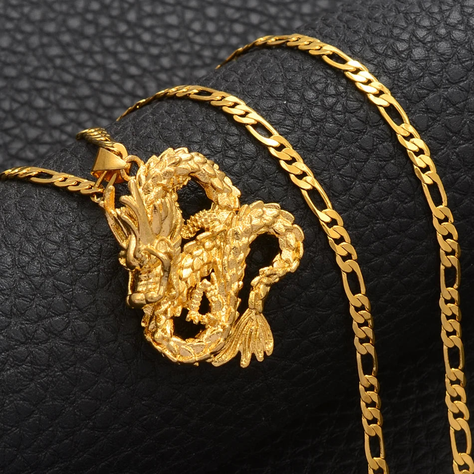 Anniyo Gold-Plated Dragon Pendant Necklace - Image 2