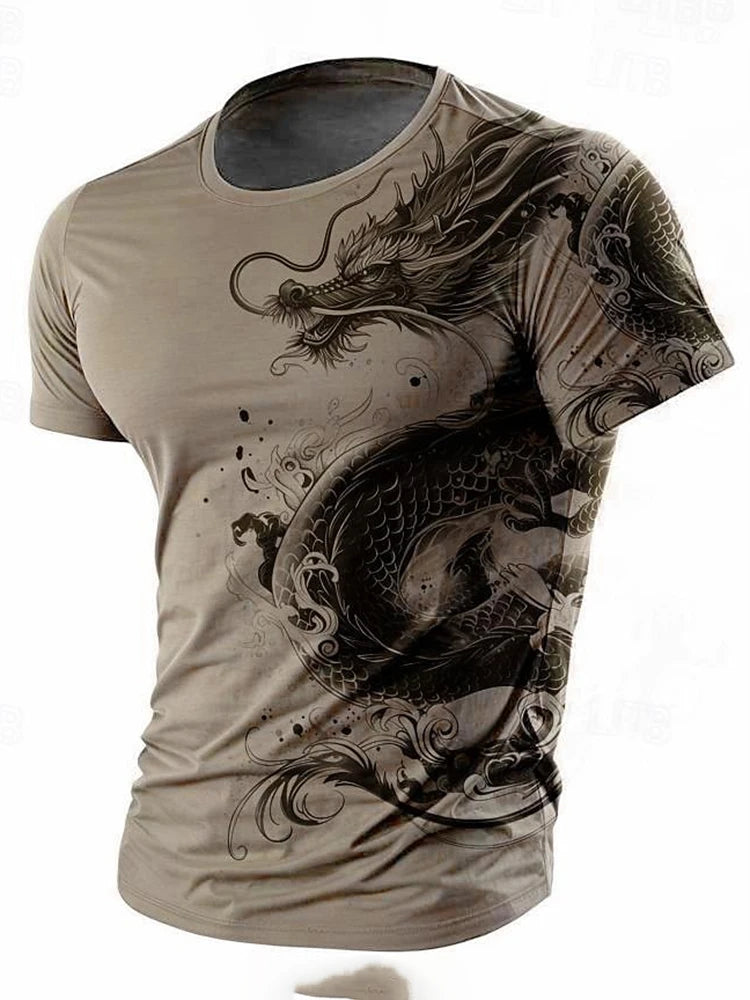 3D Dragon Print Menโs T-Shirt - Image 14