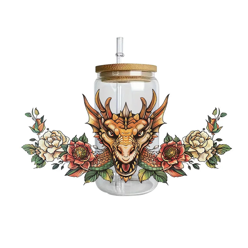 3D Fantasy Dragon Art UV DTF Cup Wrap Sticker – Waterproof Crystal Label for DIY Glass & Tumbler Decoration - Image 24