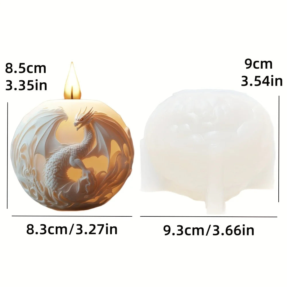Fire Breathing Dragon Relief Round Sphere Candle Silicone Mold – Flying Dragon Wing Sphere Resin & Gypsum Mold - Image 17