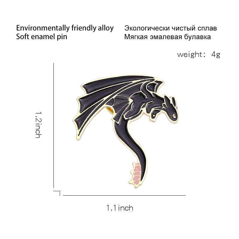 Black & White Pterosaur Enamel Pins - Image 2