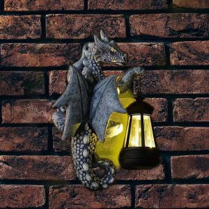 Dragon Tree Hugger with Solar Lantern – Weather-Resistant Outdoor Resin Garden Figurine