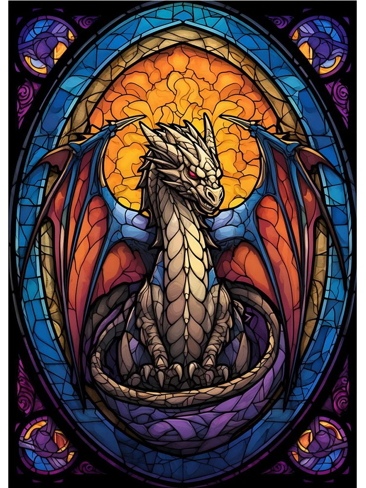 Abstract All Dragons Asylum Stained Glass Poster – Canvas Painting Wall Art for Living Room & Home Decor - Image 23