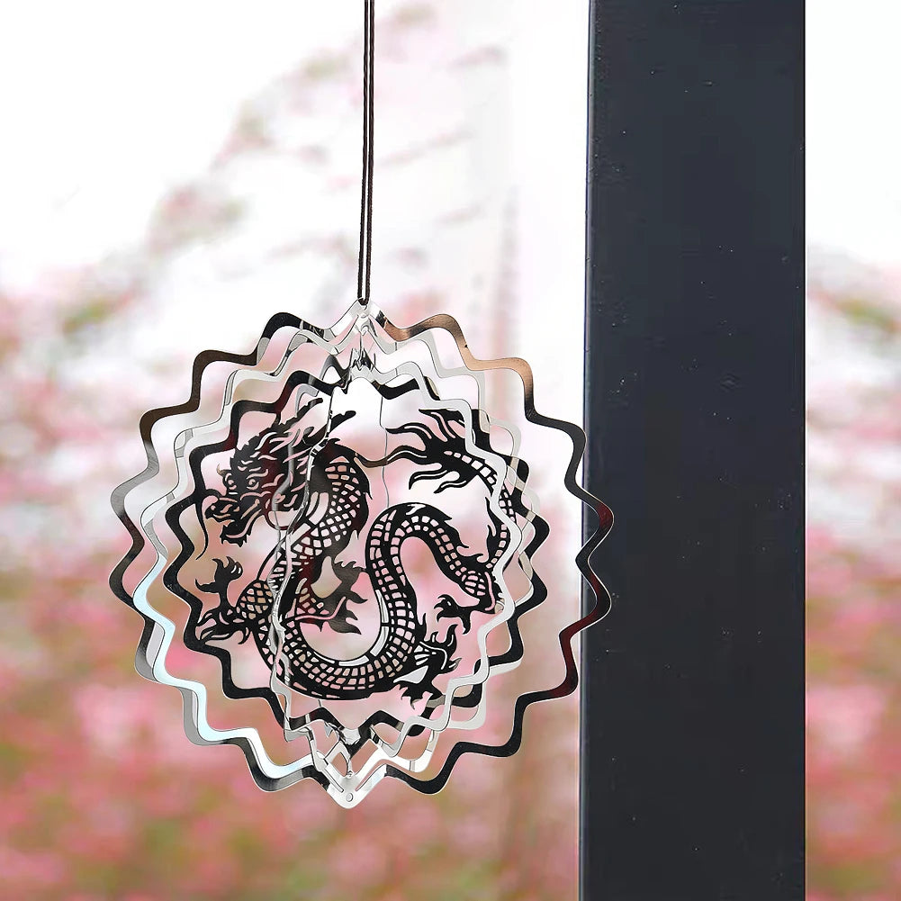 Dragon Sublimation Wind Spinner – Metal Rotating Hanging Decoration & Feng Shui Wind Catcher - Image 3
