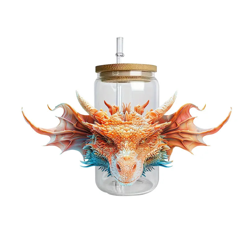 3D Fantasy Dragon Art UV DTF Cup Wrap Sticker – Waterproof Crystal Label for DIY Glass & Tumbler Decoration - Image 27