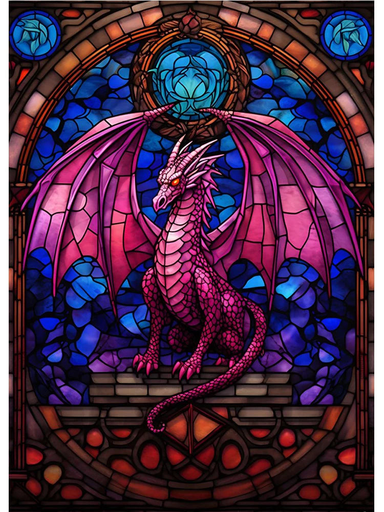 Abstract All Dragons Asylum Stained Glass Poster – Canvas Painting Wall Art for Living Room & Home Decor - Image 24