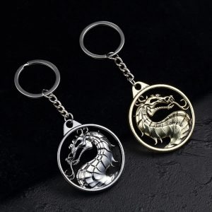 Fashion Vintage Charm Mortal Kombat Keychain – Dragon Totem Alloy Keyring Holder | Gift for Men, Car Key Accessories