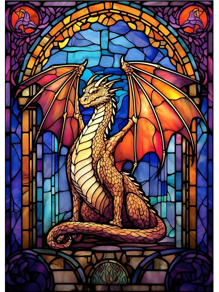 Abstract All Dragons Asylum Stained Glass Poster – Canvas Painting Wall Art for Living Room & Home Decor - Image 13