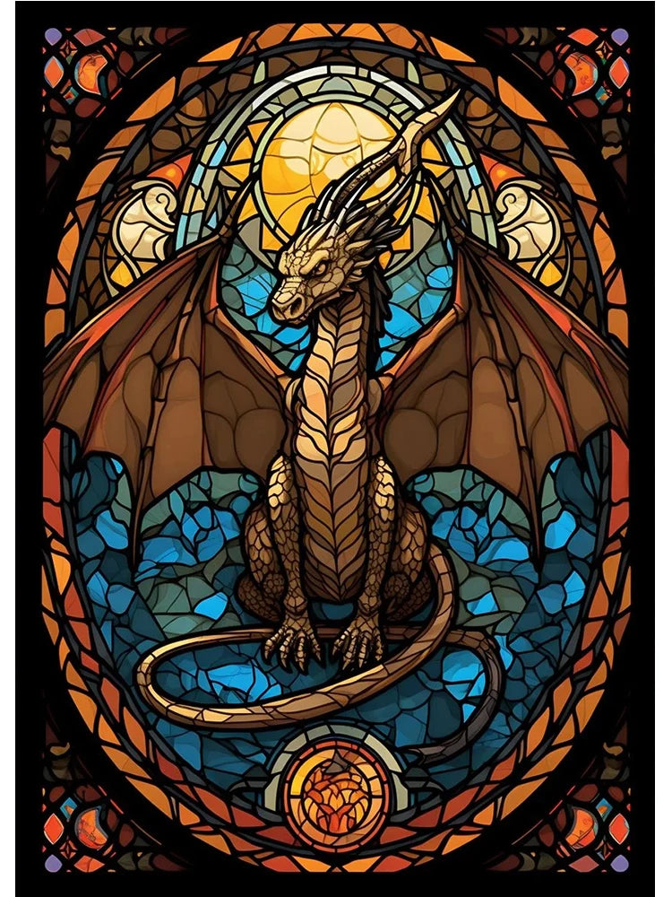 Abstract All Dragons Asylum Stained Glass Poster – Canvas Painting Wall Art for Living Room & Home Decor - Image 15