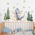 Cute Flying Dragon Forest Wall Stickers