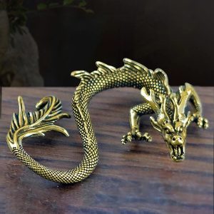 Chinese Beast Dragon Statue – Antique Bronze Miniature Figurine for Home Decor & Collectors