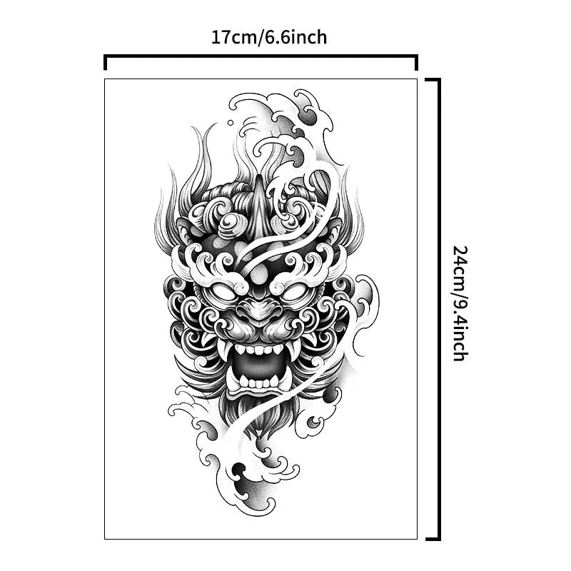 Demon Mask Waterproof Temporary Tattoo Sticker - Image 4