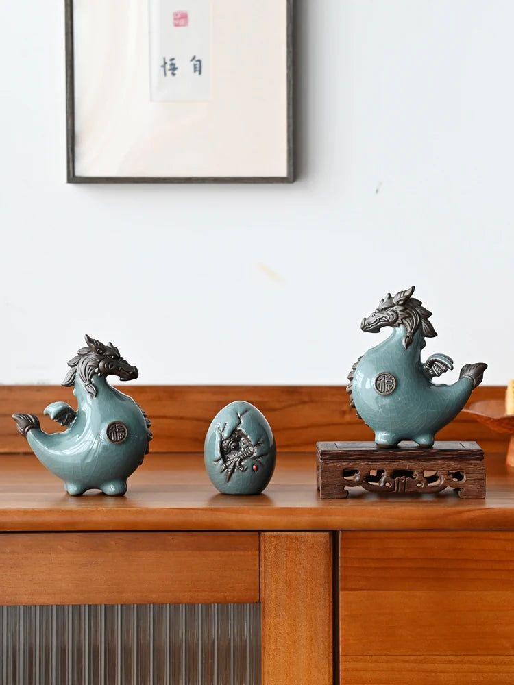 Creative Dragon Decoration Ceramic Lucky Mascot – Living Room, Wine Cabinet & Office Desktop Zodiac Dragon Ornament - Image 4
