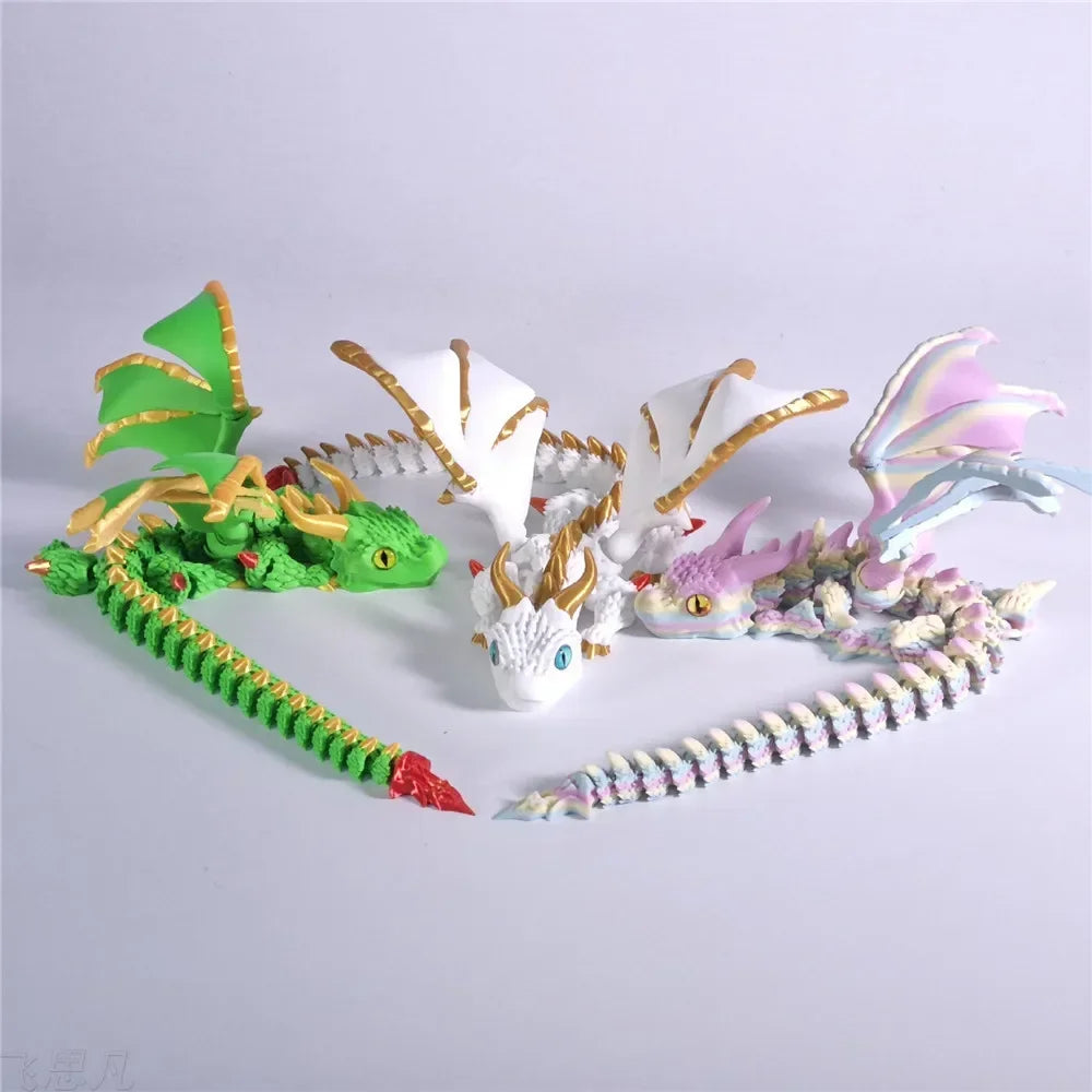 3D Printed Flying Dragon Figures – High-Quality Multi-Jointed Movable Models for Home & Desk Decor