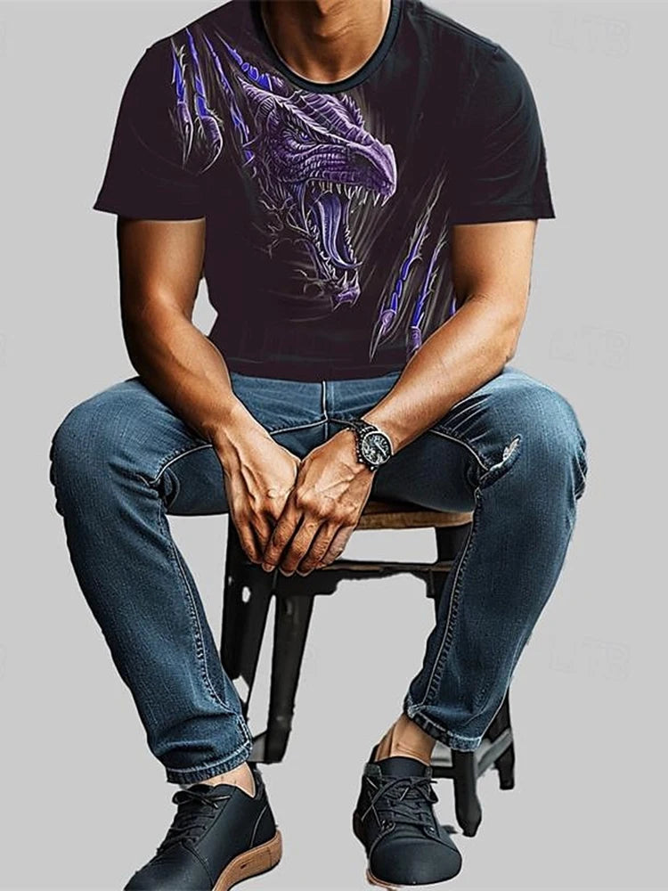 3D Dragon Print Menโs T-Shirt - Image 17