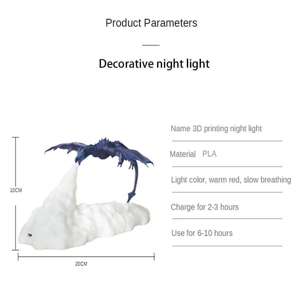 Dragon Shape LED Night Light – 3D Printed Flame Breathing Slow-Change Lamp - Image 4