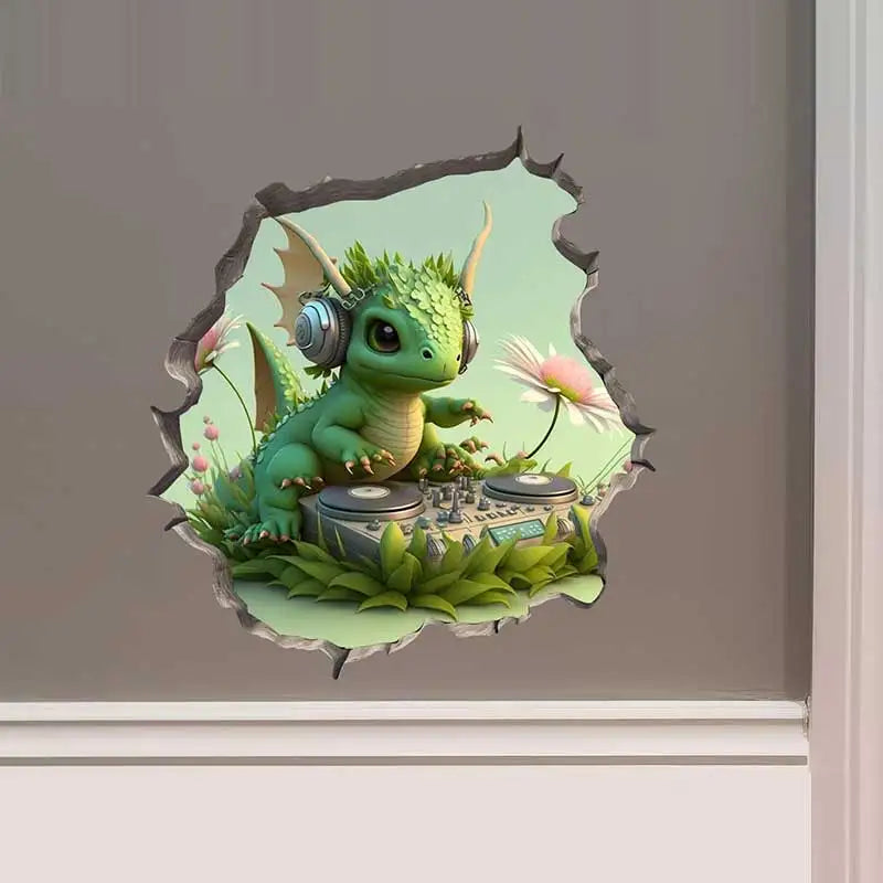 Dragon Parent and Child Reading Wall Hole Decal - Image 14