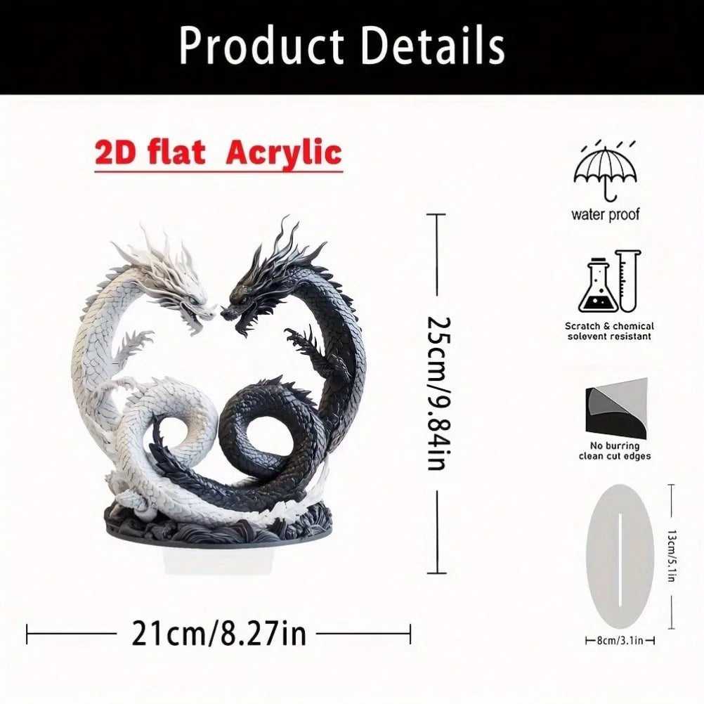 Bohemian Yin Yang Double Dragon Acrylic Desk Decor – 9.84" x 8.27" Office & Home Accent - Image 6