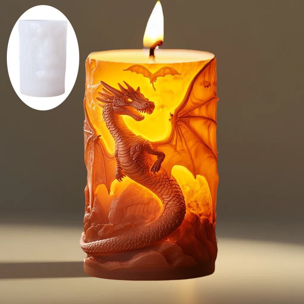 Dinosaur & Dragon Wings Relief Cylindrical Silicone Mold – Resin & Gypsum Craft Mold - Image 2