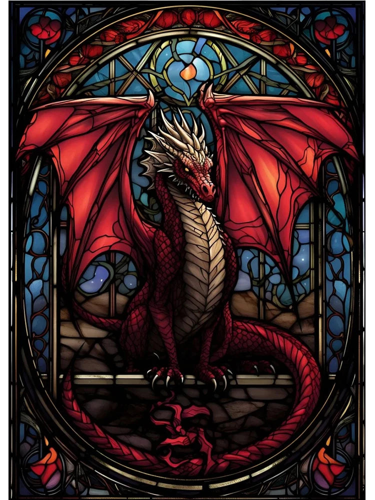 Abstract All Dragons Asylum Stained Glass Poster – Canvas Painting Wall Art for Living Room & Home Decor - Image 20