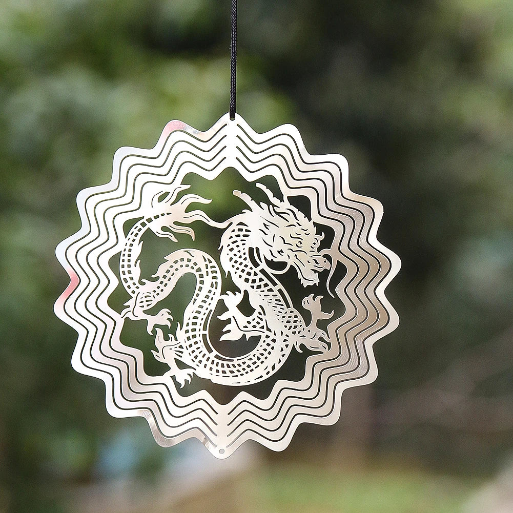 Dragon Sublimation Wind Spinner – Metal Rotating Hanging Decoration & Feng Shui Wind Catcher - Image 2