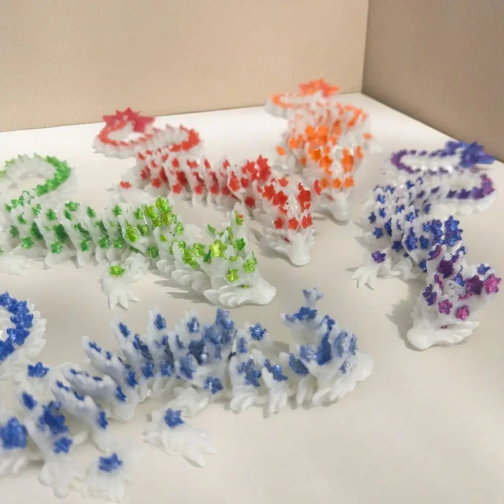 Articulated 3D Printed Dragon Desktop Decoration – Flexible Movable Luminous Chinese Loong Action Figure - Image 3