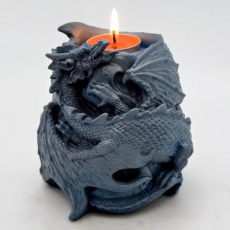 Flying Dragon Skull Candlestick Silicone Mold – DIY Resin, Gypsum & Halloween Decoration Tool - Image 7