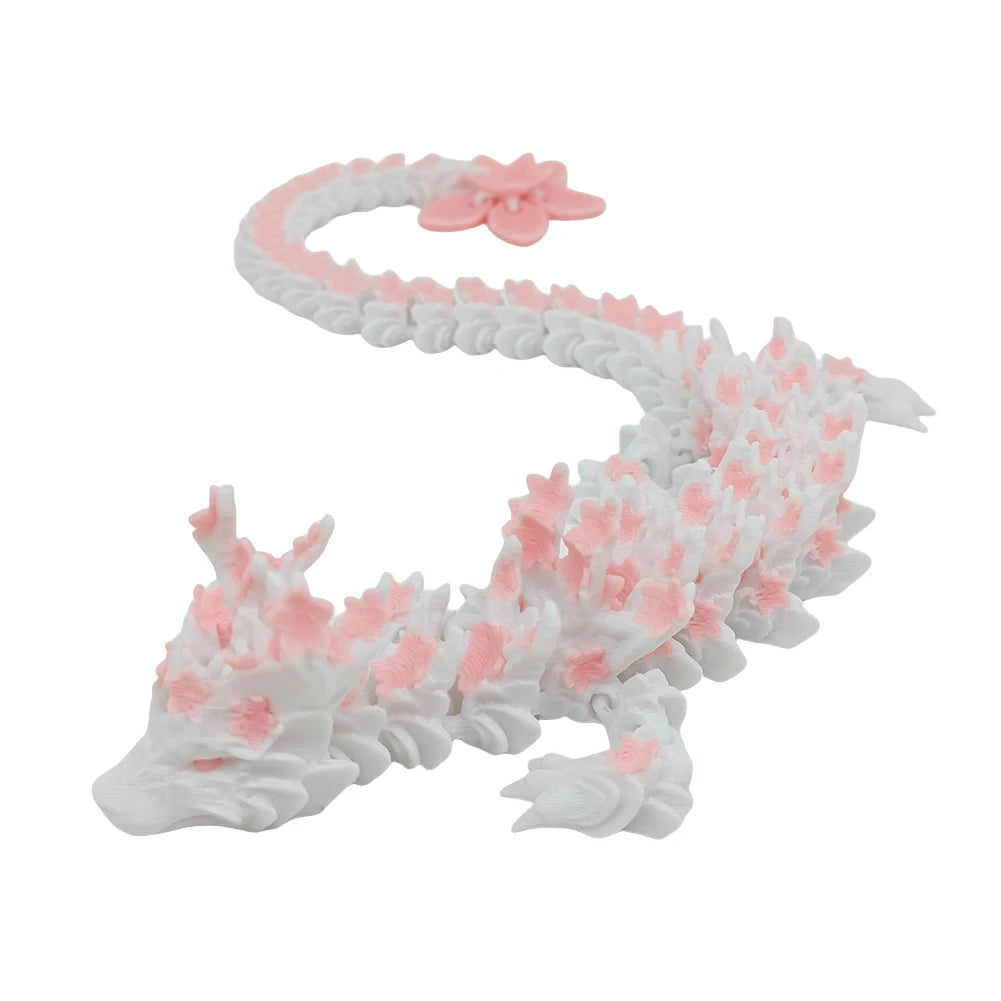 3D Printed Crystal Articulated Dragon – Cherry Blossom Dragon Fidget Toy & Home Office Decor - Image 2