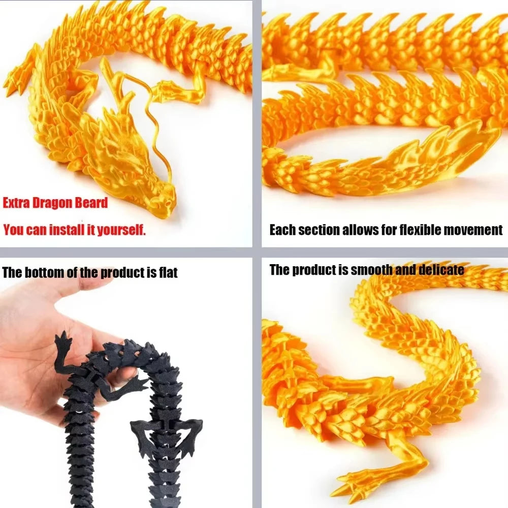 180cm Huge 3D Printed Jointed Loong Figurine – Creative Dragon Ornament for Plants, Rockery & Fish Tank Landscaping Decoration - Image 5