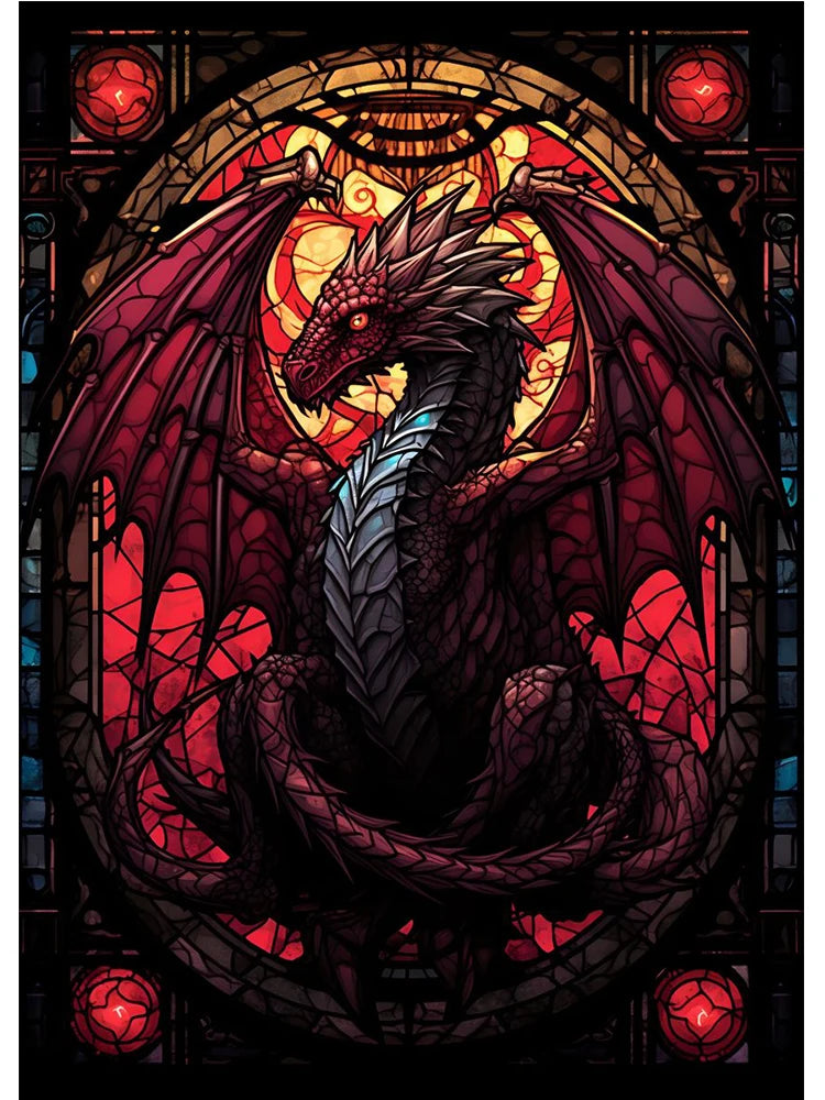 Abstract All Dragons Asylum Stained Glass Poster – Canvas Painting Wall Art for Living Room & Home Decor - Image 25