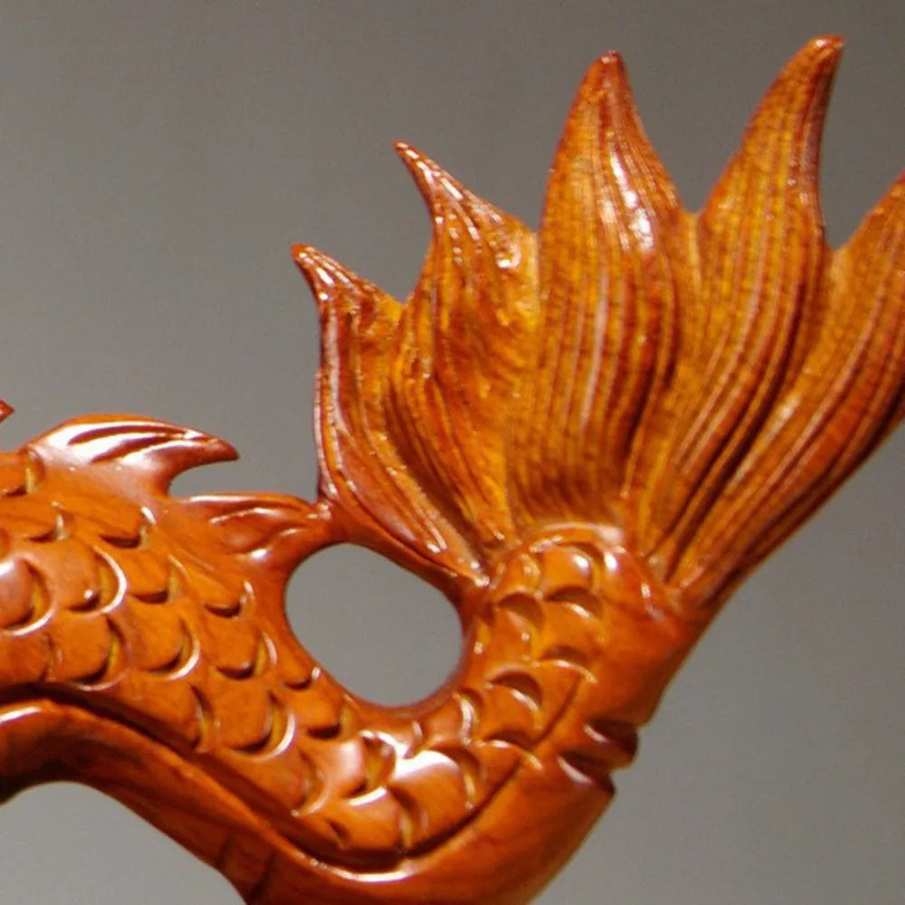 4 Inches Wooden Chinese Feng Shui Dragon Statue – Office & Home Tabletop Decor, Fortune 2024 New Year Ornament - Image 5