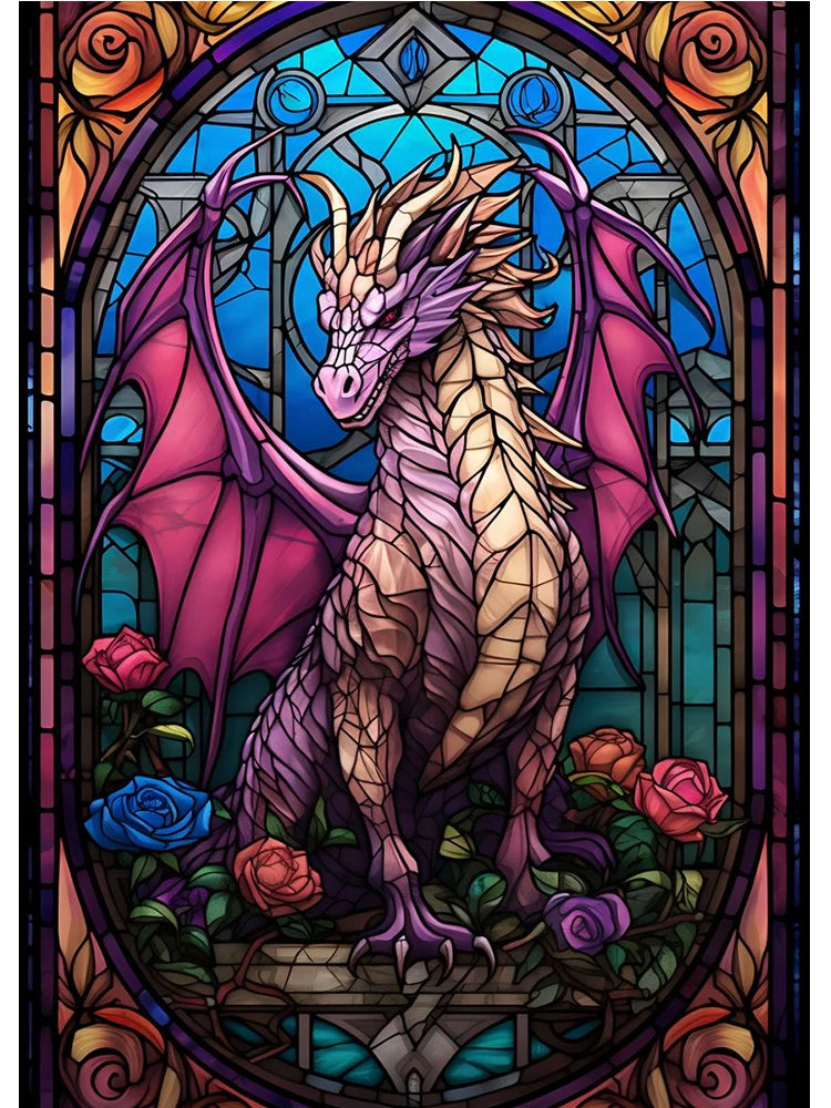 Abstract All Dragons Asylum Stained Glass Poster – Canvas Painting Wall Art for Living Room & Home Decor - Image 7
