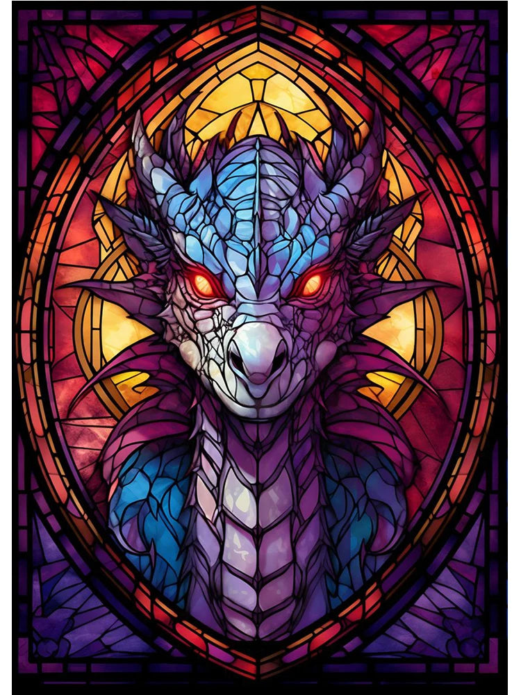 Abstract All Dragons Asylum Stained Glass Poster – Canvas Painting Wall Art for Living Room & Home Decor - Image 21