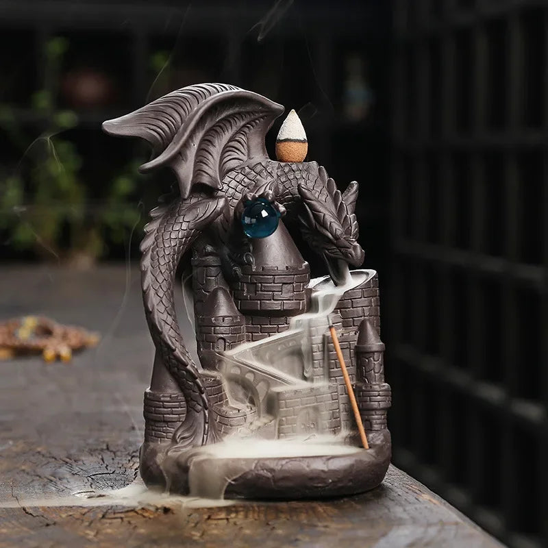 Castle Pterosaur Ceramic Handiwork – Mountain Backflow Incense Burner & Aromatherapy Censer - Image 6