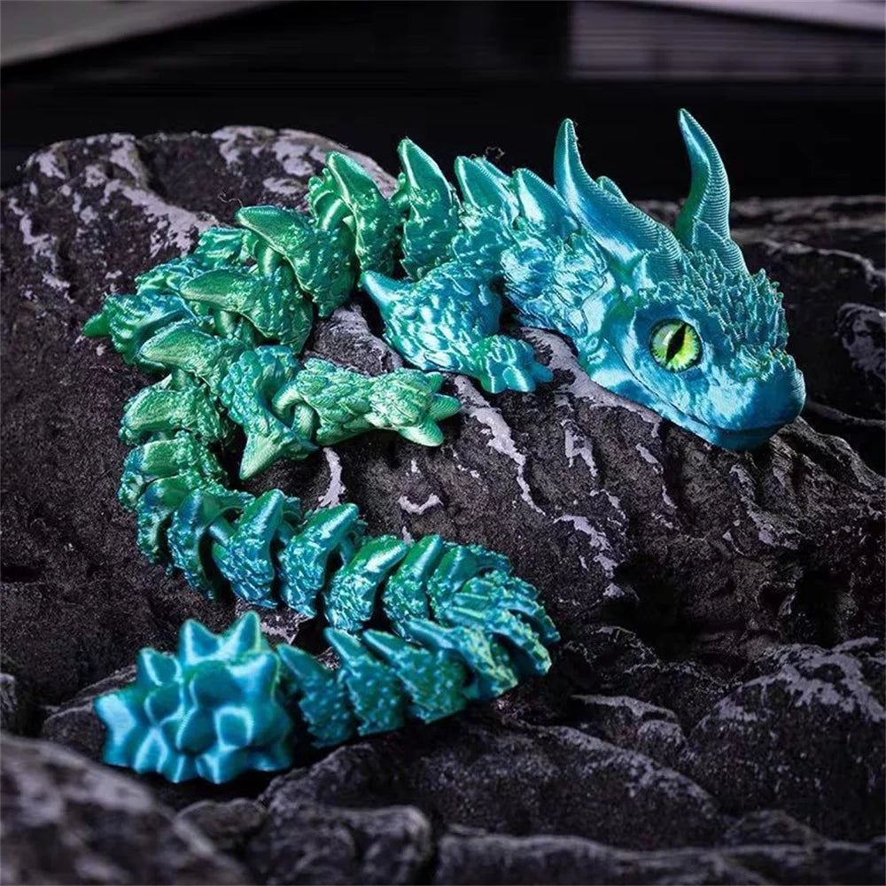 3D Printed Magic Dragon Model – Multi-Joint Movable Desk Ornament & Home Decoration Toy