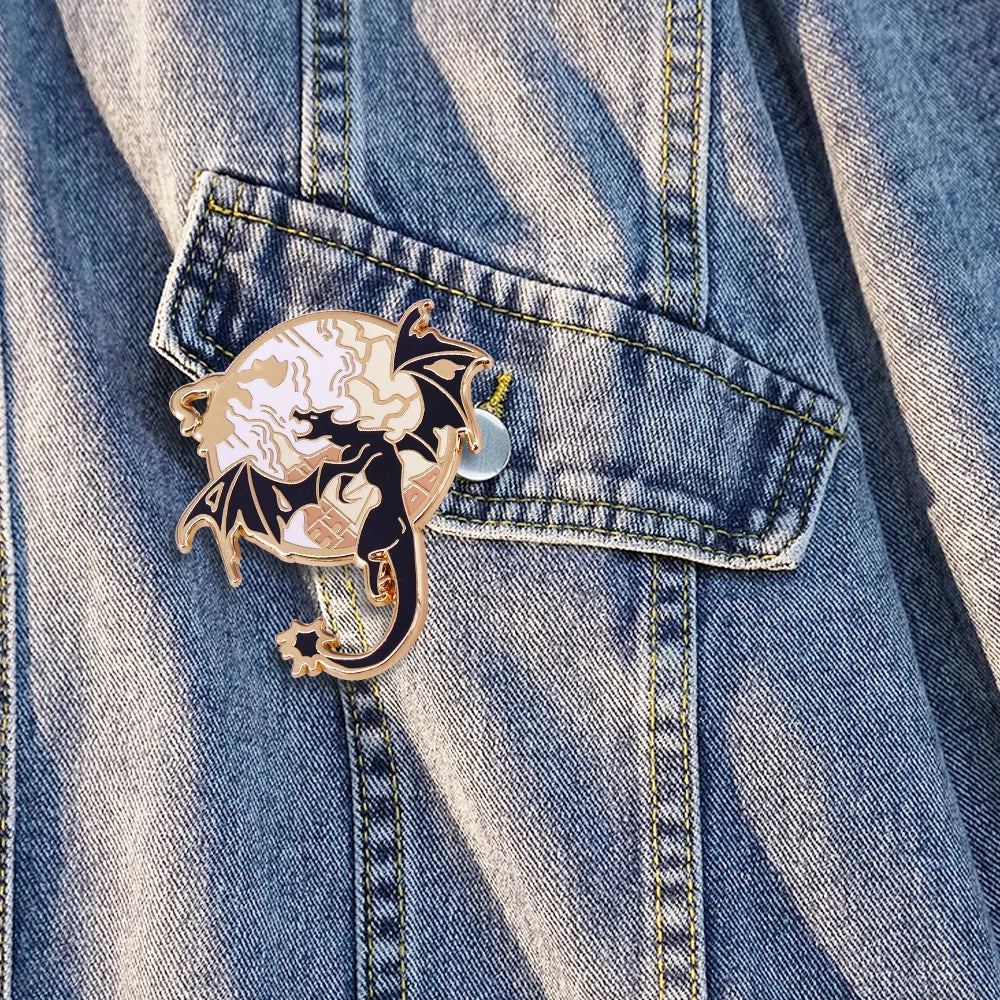 Fourth Wing Enamel Dragon Lapel Pin – Fantasy Bookish Gold Metal Brooch - Image 4