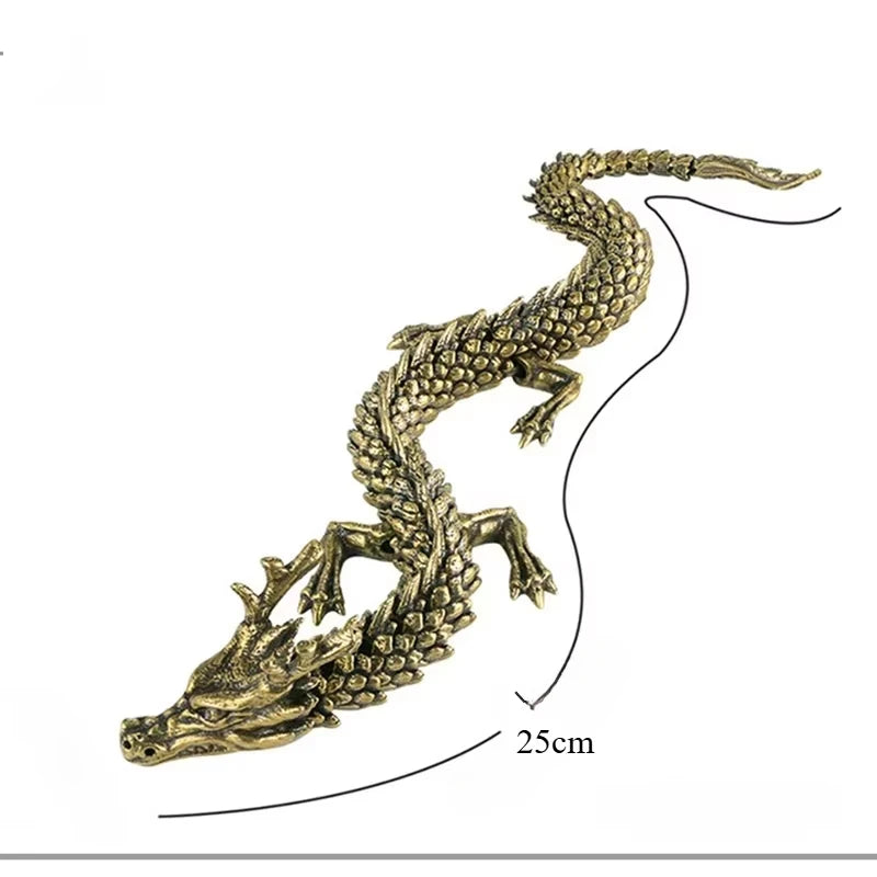 3D Dragon Statue Ornament – Movable Joints, Antique Brass Finish, Lucky Dragon for Home & Office Décor - Image 3