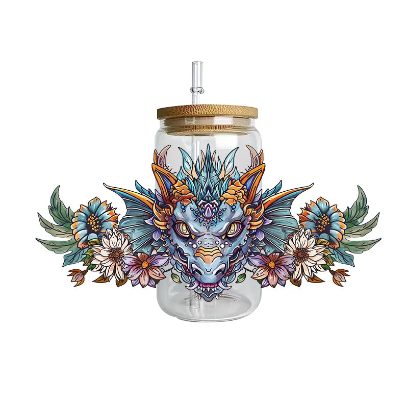 3D Fantasy Dragon Art UV DTF Cup Wrap Sticker – Waterproof Crystal Label for DIY Glass & Tumbler Decoration - Image 2