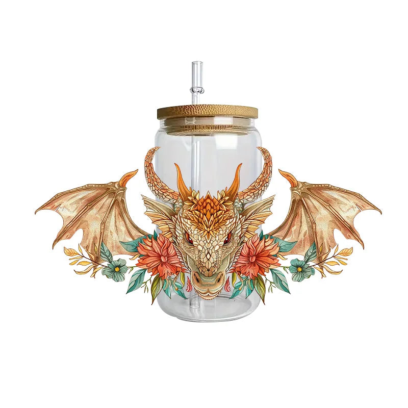 3D Fantasy Dragon Art UV DTF Cup Wrap Sticker – Waterproof Crystal Label for DIY Glass & Tumbler Decoration - Image 12