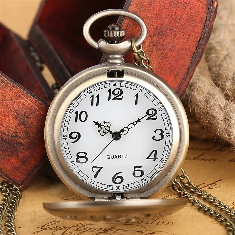 Antique Double Dragons Playing with Beads Pattern Quartz Pocket Watch – Vintage Necklace Chain Gift for Men, Women & Kids - Image 3