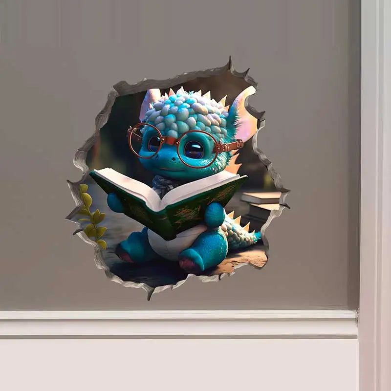 Dragon Parent and Child Reading Wall Hole Decal - Image 7