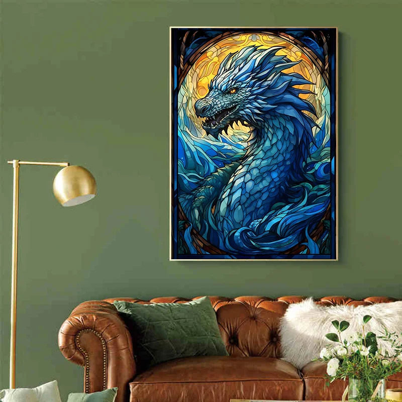 Abstract All Dragons Asylum Stained Glass Poster – Canvas Painting Wall Art for Living Room & Home Decor - Image 4