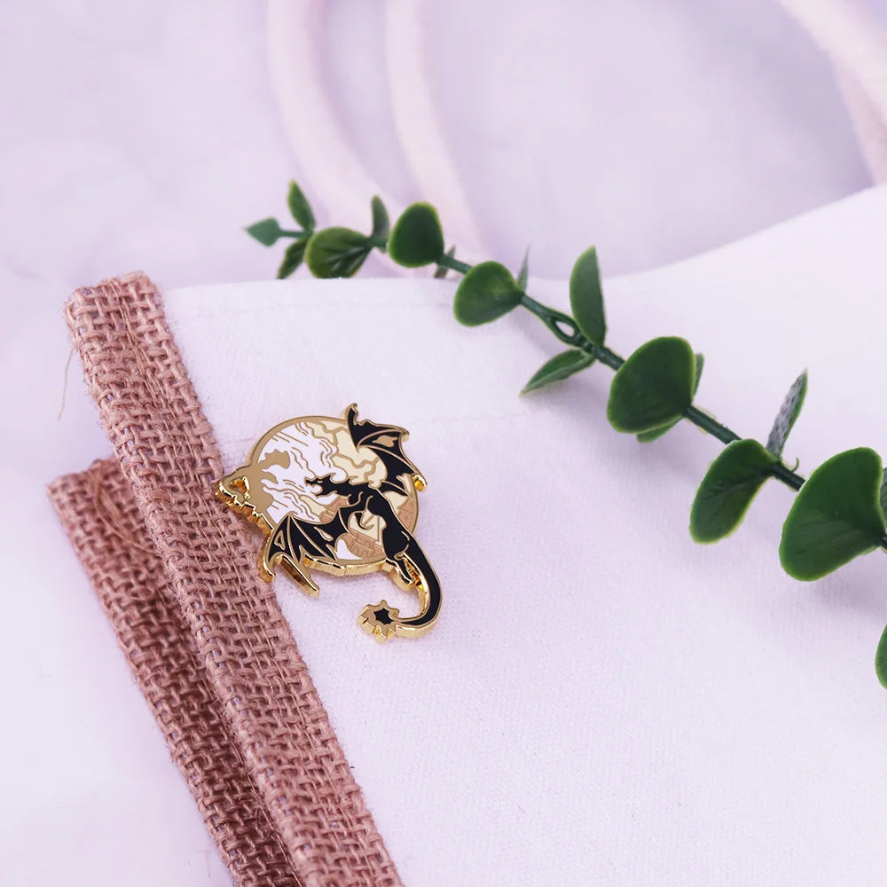 Fourth Wing Enamel Dragon Lapel Pin – Fantasy Bookish Gold Metal Brooch - Image 3