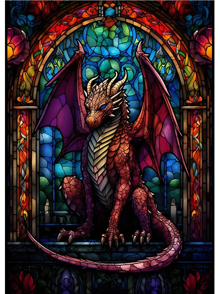 Abstract All Dragons Asylum Stained Glass Poster – Canvas Painting Wall Art for Living Room & Home Decor - Image 22