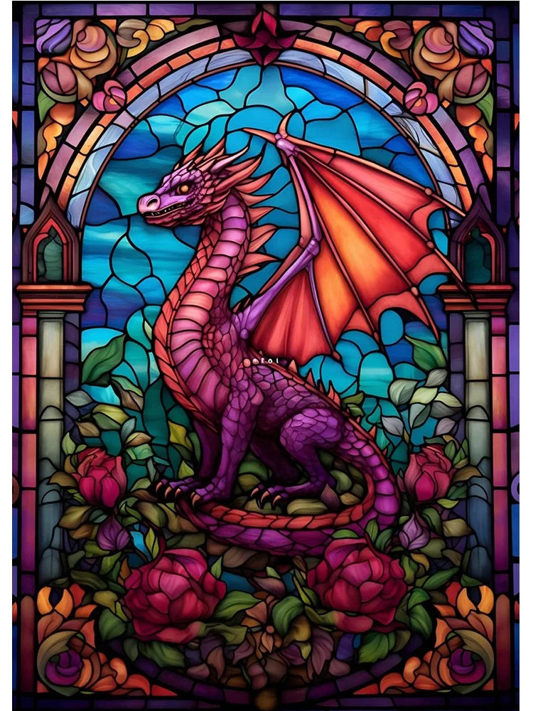 Abstract All Dragons Asylum Stained Glass Poster – Canvas Painting Wall Art for Living Room & Home Decor - Image 16